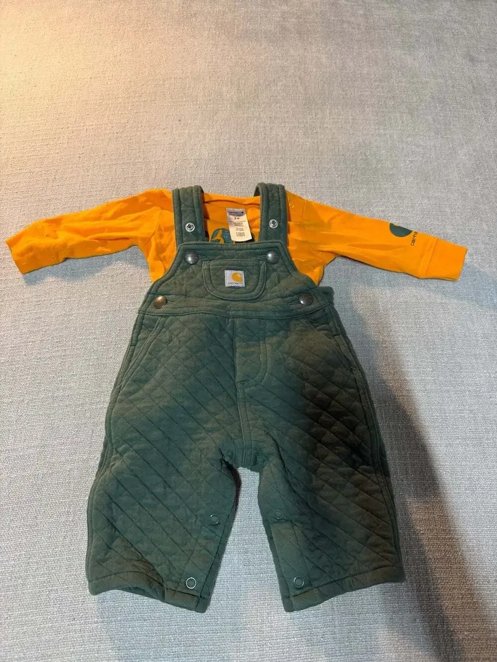 Carhartt Baby Boys' 2-Piece Born Wild Bodysuit and Quilted Overall Set